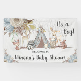 Tribale bosdieren jongens babyshower achtergrond spandoek