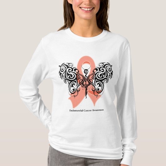 Tribale butterfly lint tegen endemische kanker t-shirt (Voorkant)