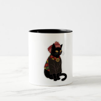 Tribale Chief Zwarte Kat Boodschappentas Tweekleurige Koffiemok