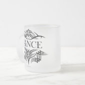 Tribale dans (vlakke dans) matglas koffiemok (Voorkant links)