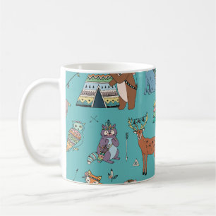 Tribale dieren: bospatroon. koffiemok
