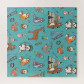 Tribale dieren: bospatroon. legpuzzel (Horizontaal)