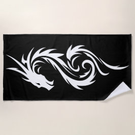 Tribale Dobermann Silhouet Minimal Zwart Wit Strandlaken