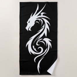 Tribale Dobermann Silhouet Minimal Zwart Wit Strandlaken