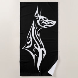 Tribale Dobermann Silhouet Minimalistisch Ontwerp Strandlaken
