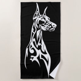 Tribale Dobermann Silhouet Minimalistisch Zwart Wi Strandlaken