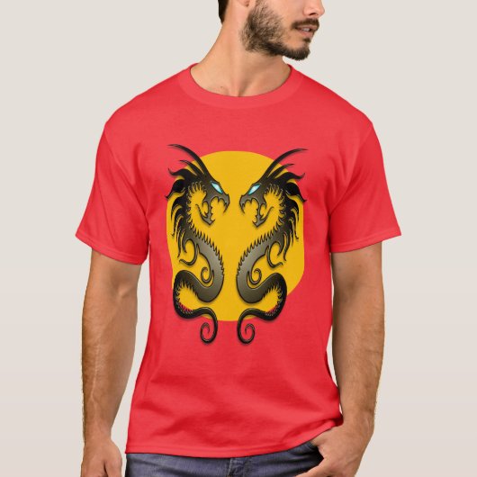 Tribale dragons (geel) t-shirt (Voorkant)