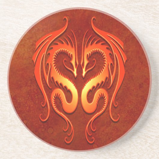 Tribale dragons, rood zandsteen onderzetter (Voorkant)