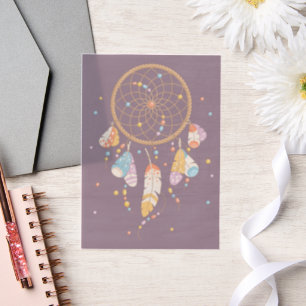 Tribale Dreamcatcher Boho Baby Paarse Inzet Vellum Uitnodigingen