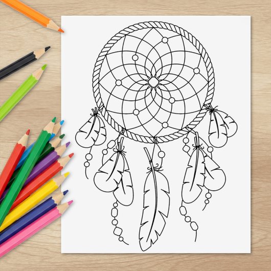Tribale Dreamcatcher Boho Kleurplaat Rubberstempel