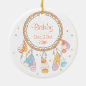 Tribale Dreamcatcher Boho Nieuwe Babyherinnering Keramisch Ornament (Achterkant)