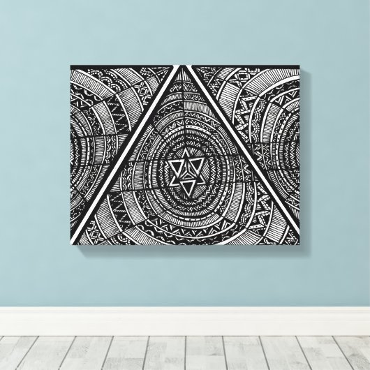 Tribale driehoek canvas afdruk (Insitu (Houten vloer))