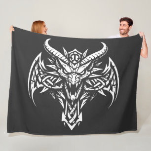    Tribale Duivel Hoofd Grafisch door BurnsInHell Fleece Deken