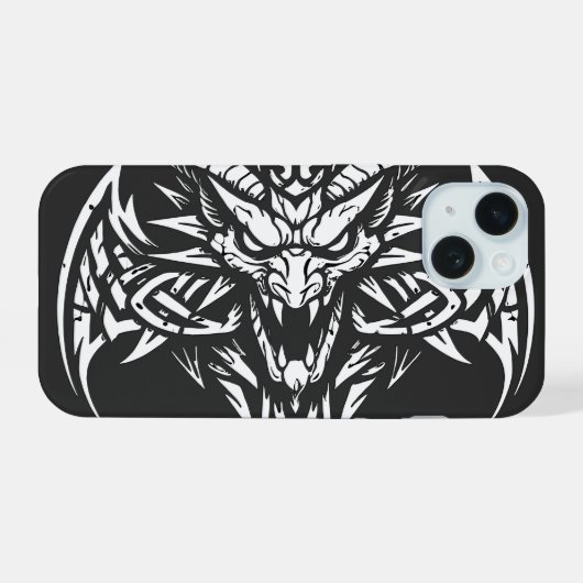 Tribale Duivel Hoofd Grafisch door BurnsInHell iPhone 15 Case (Achterkant horizontaal)