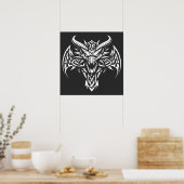 Tribale Duivel Hoofd Grafisch door BurnsInHell Poster (Keuken)