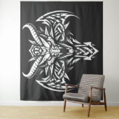    Tribale Duivel Hoofd Grafisch door BurnsInHell Wandkleed (In situ)
