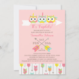 Tribale Eigenaren Triplets Baby shower Invitation Kaart