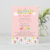 Tribale Eigenaren Triplets Baby shower Invitation Kaart (Staand voorkant)