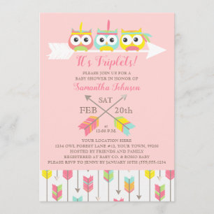 Tribale Eigenaren Triplets Baby shower Invitation Kaart