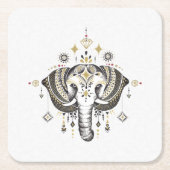 Tribale elefantkopafbeelding kartonnen onderzetters (Voorkant)