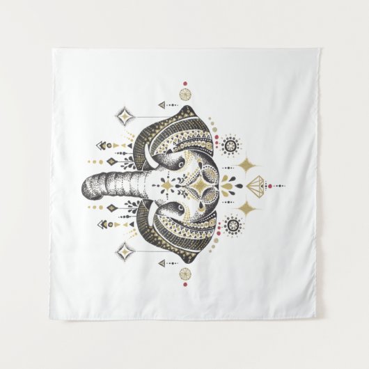 Tribale elefantkopafbeelding wandkleed (Voorkant (horizontaal))