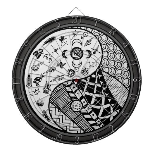 Tribale en Modern Yin en Yang Dartboard Dartbord (Voorkant)