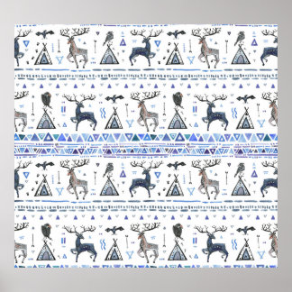 Tribale etnische dieren, droomvanger, naadloos. poster