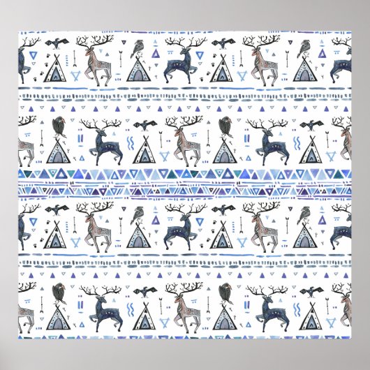 Tribale etnische dieren, droomvanger, naadloos. poster (Voorkant)