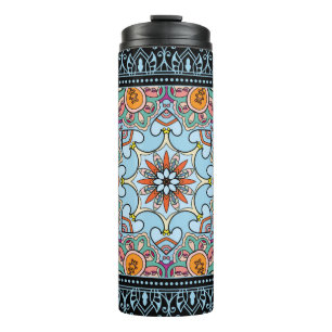 Tribale etnische mandala naadloos patroon thermosbeker