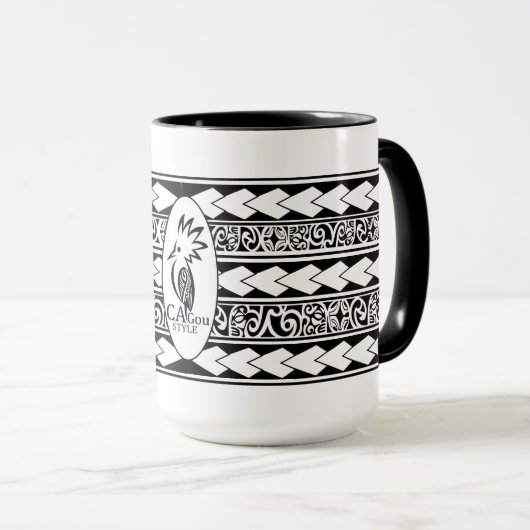 Tribale etnische mok zwart (Voorkant rechts)