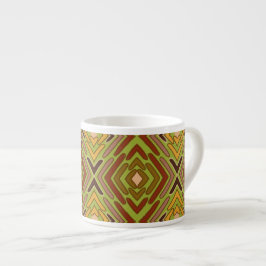 Tribale Etnische Rode Groene Gouden Patroon Espresso Kop