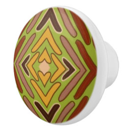 Tribale Etnische Rode Groene Gouden Patroon Keramische Knop
