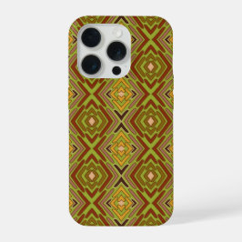 Tribale Etnische Rood Groen Goud Patroon iPhone 15 Pro Case