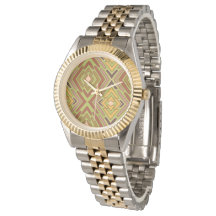 Tribale Etnische Rood Groene Gouden Patroon Horlog