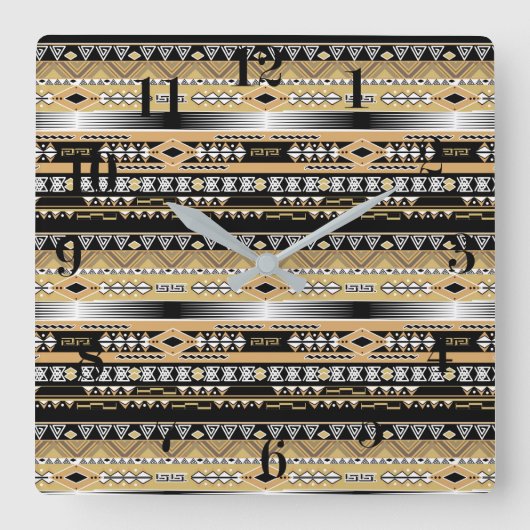 Tribale, etnische, sieraden vierkante klok (Voorkant)