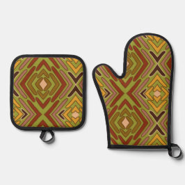 Tribale Etnische Zuidwestelijke Patroon Ovenwant & Pannenlap Set