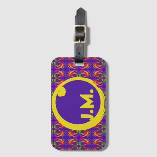 Tribale Fiery en Uw Initialen Eclipse Logo Bagagelabel (Voorkant (verticaal))