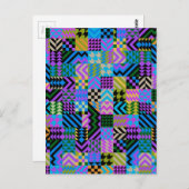 Tribale Folk Art - Blauw Briefkaart (Voorkant / Achterkant)