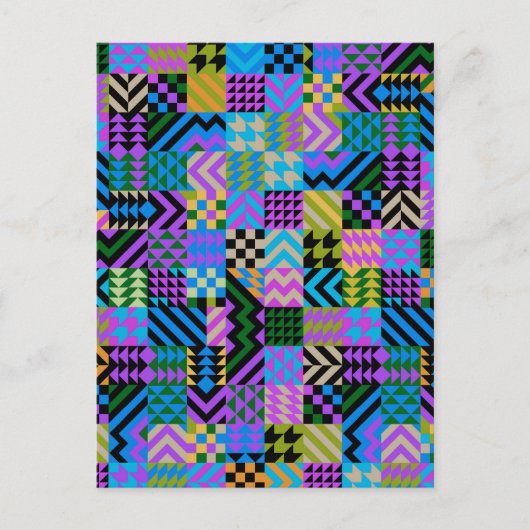 Tribale Folk Art - Blauw Briefkaart (Voorkant)