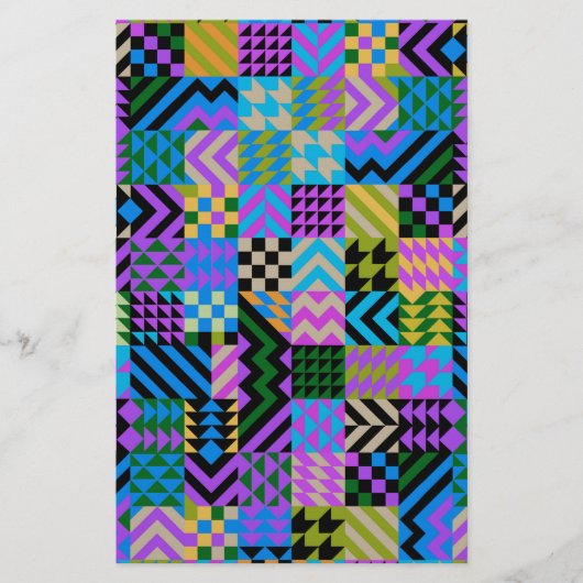 Tribale Folk Art - Blauw Briefpapier (Voorkant)