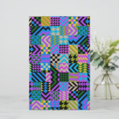 Tribale Folk Art - Blauw Briefpapier (Staand voorkant)
