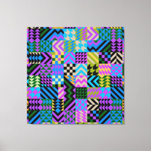 Tribale Folk Art - Blauw Canvas Afdruk