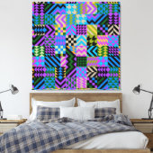 Tribale Folk Art - Blauw Canvas Afdruk (Insitu (Slaapkamer))