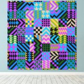 Tribale Folk Art - Blauw Canvas Afdruk (Insitu (Houten vloer))