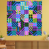 Tribale Folk Art - Blauw Canvas Afdruk (Insitu (Woonkamer))