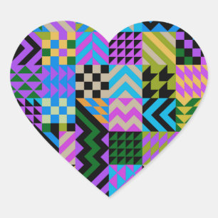 Tribale Folk Art - Blauw Hart Sticker