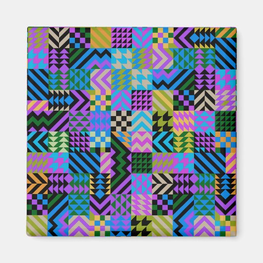 Tribale Folk Art - Blauw Magneet (Voorkant)