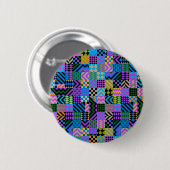 Tribale Folk Art - Blauw Ronde Button 5,7 Cm (Voorkant /achterkant)