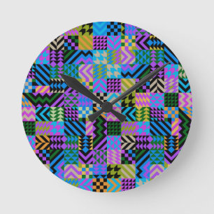 Tribale Folk Art - Blauw Ronde Klok