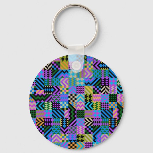 Tribale Folk Art - Blauw Sleutelhanger (Voorkant)